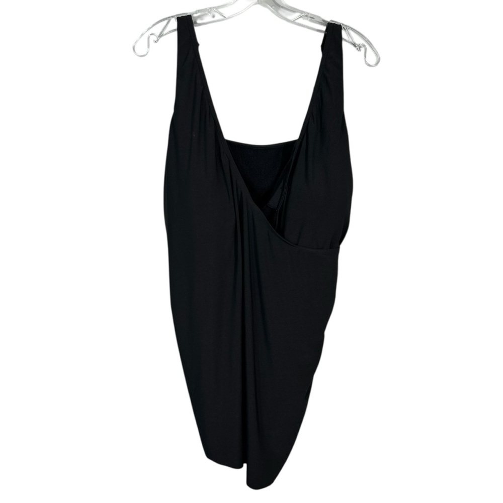 Aqua Green Black Wrap Style Plus Size Black Swimsuit Top Tankini 16W 16 NWT
